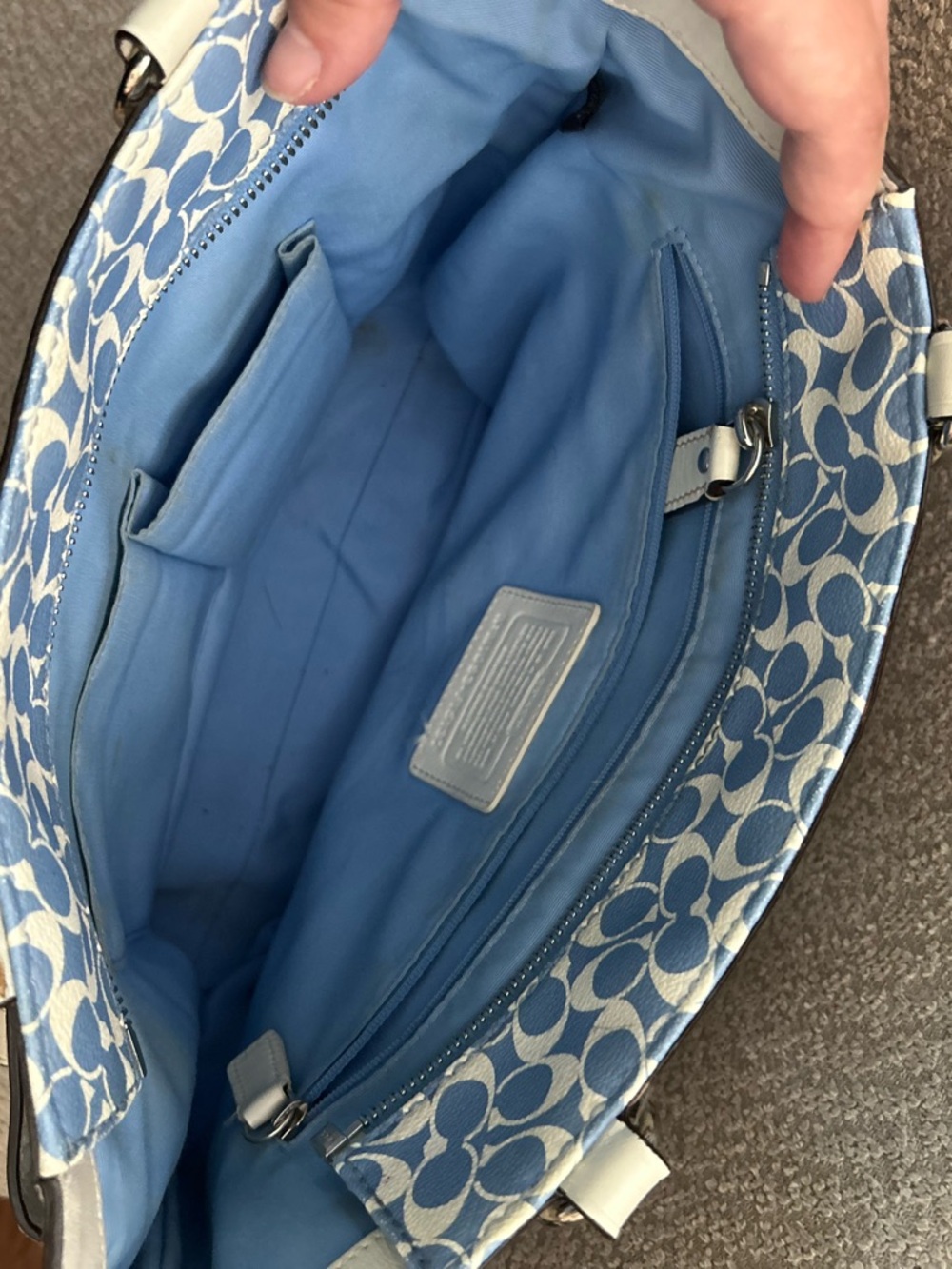Coach Blue Chelsea Heritage Signature Tote with Cosmetic Pouch Set - Picture 5 of 11